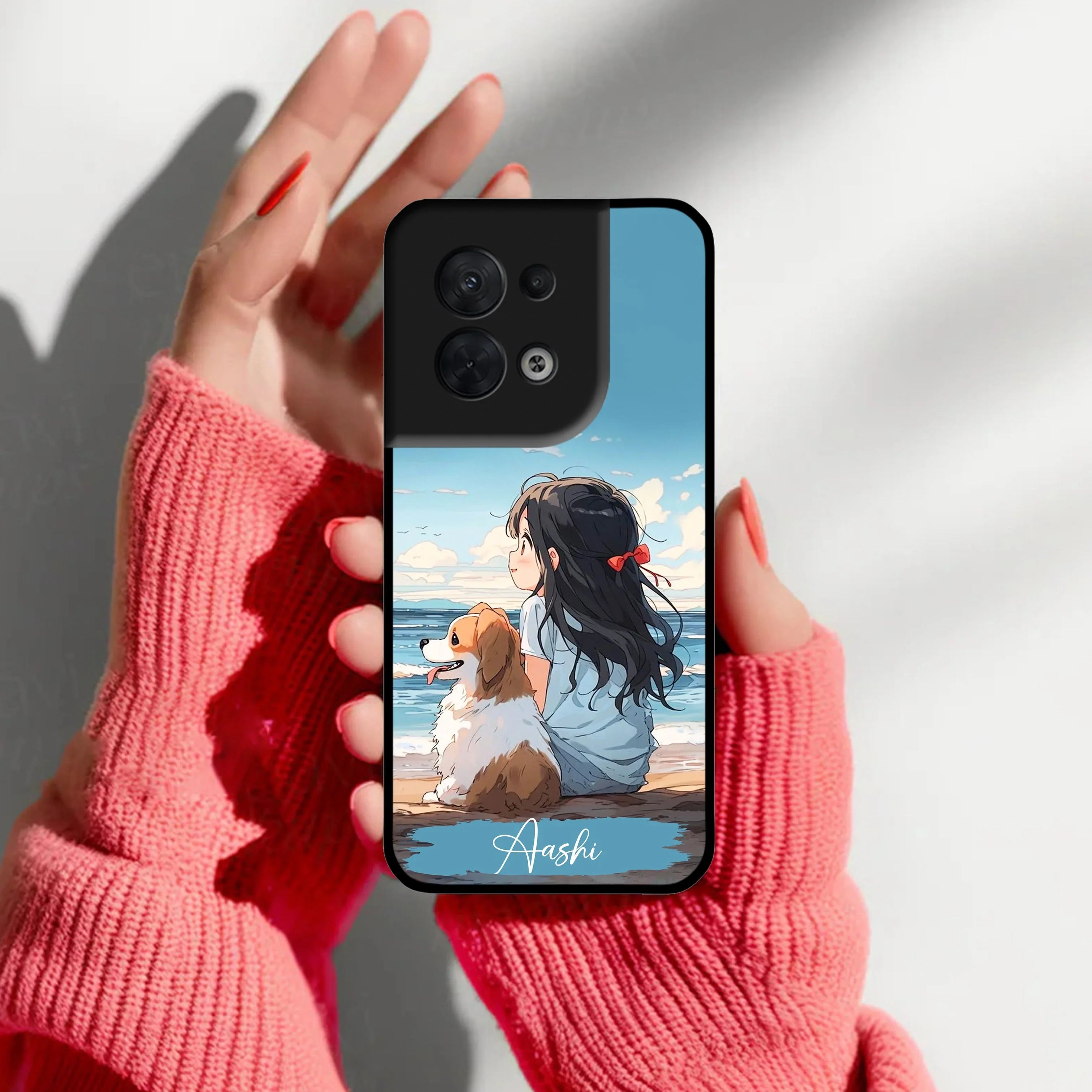 Girl With Dog Glossy Metal Case Cover For Oppo - ShopOnCliQ