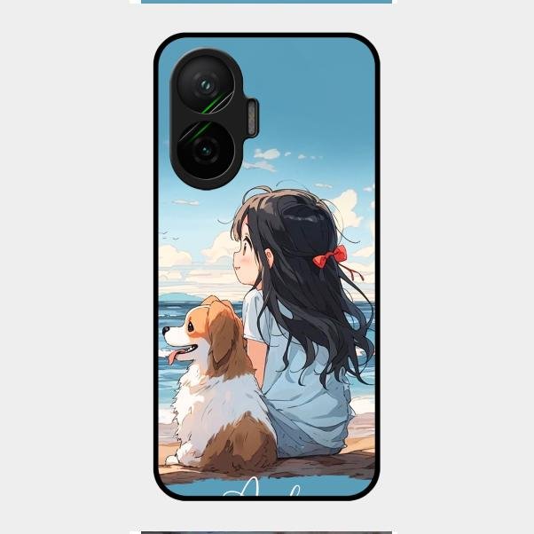 Girl With Dog Glossy Metal Case Cover For Poco F7 5G