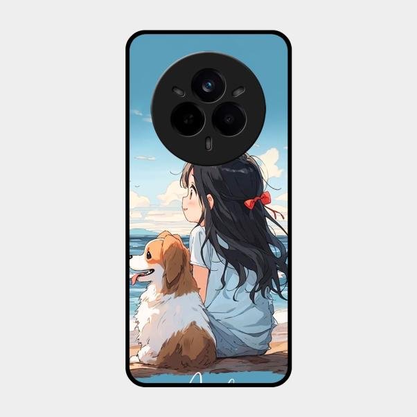 Girl With Dog Glossy Metal Case Cover For Realme 14 Pro Plus 5G