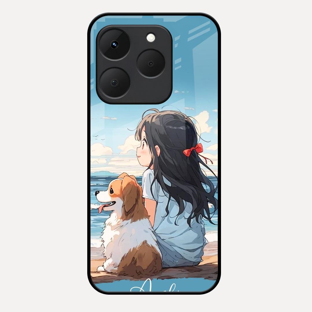 Girl With Dog Glossy Metal Case Cover For Realme 15T 5G