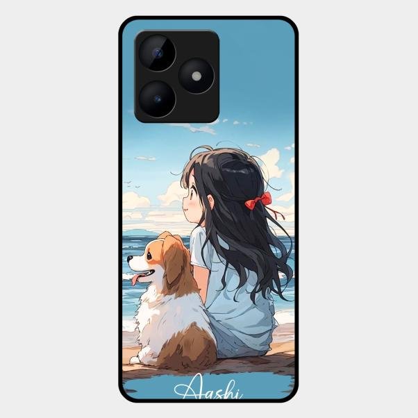 Girl With Dog Glossy Metal Case Cover For Realme C53