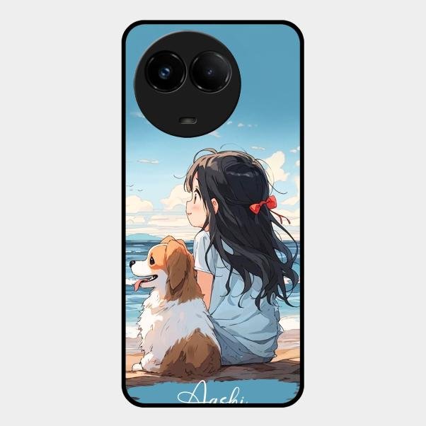 Girl With Dog Glossy Metal Case Cover For Realme C67 5G