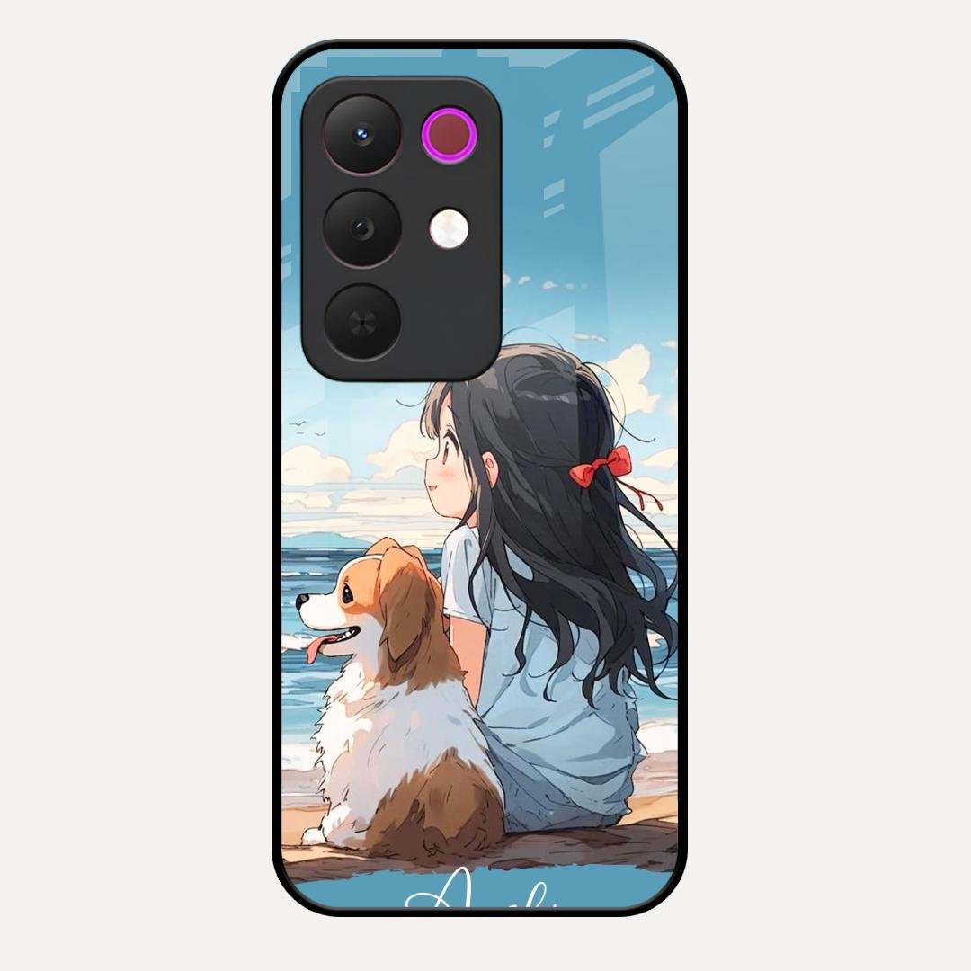 Girl With Dog Glossy Metal Case Cover For Realme C85 5G