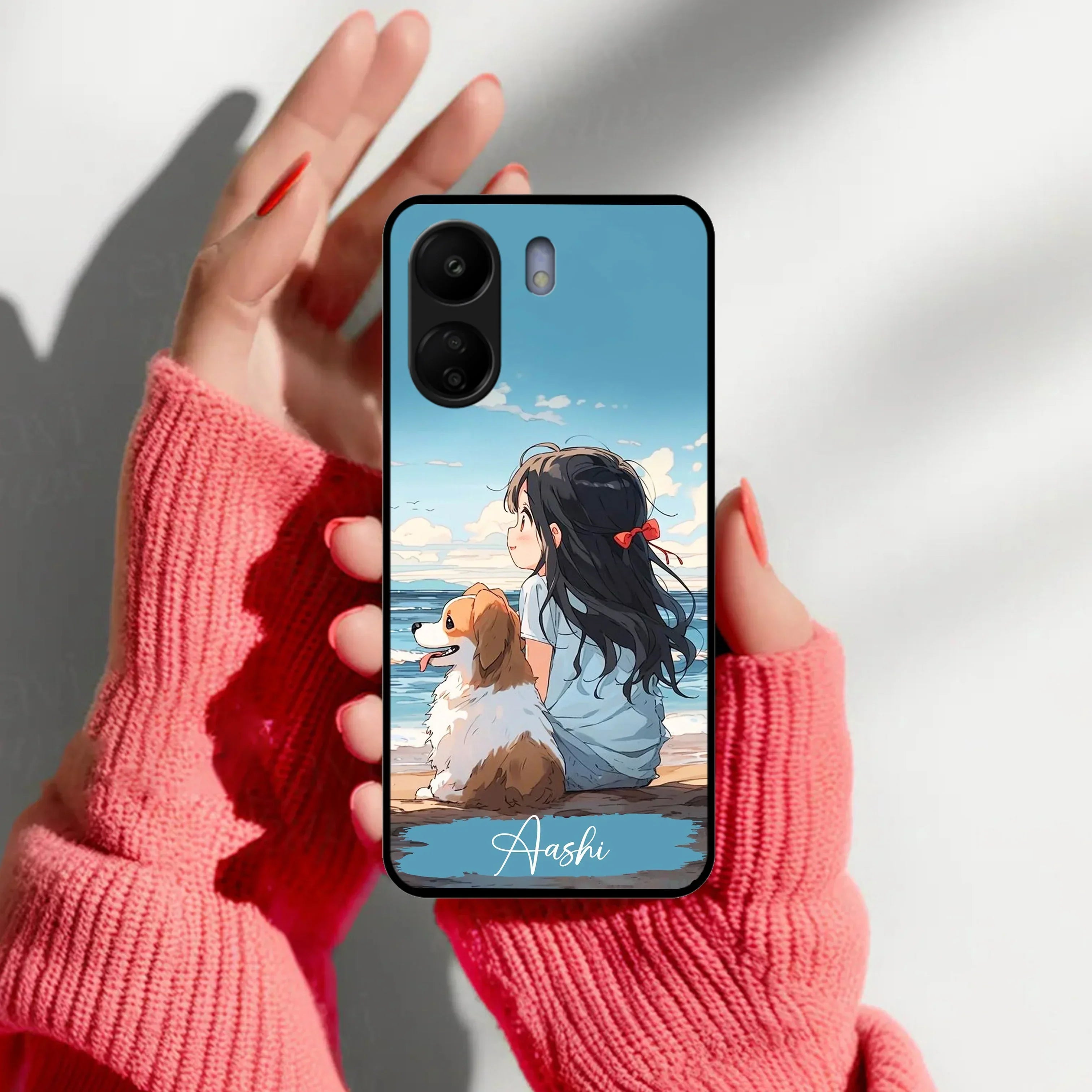 Girl With Dog Glossy Metal Case Cover For Redmi - ShopOnCliQ