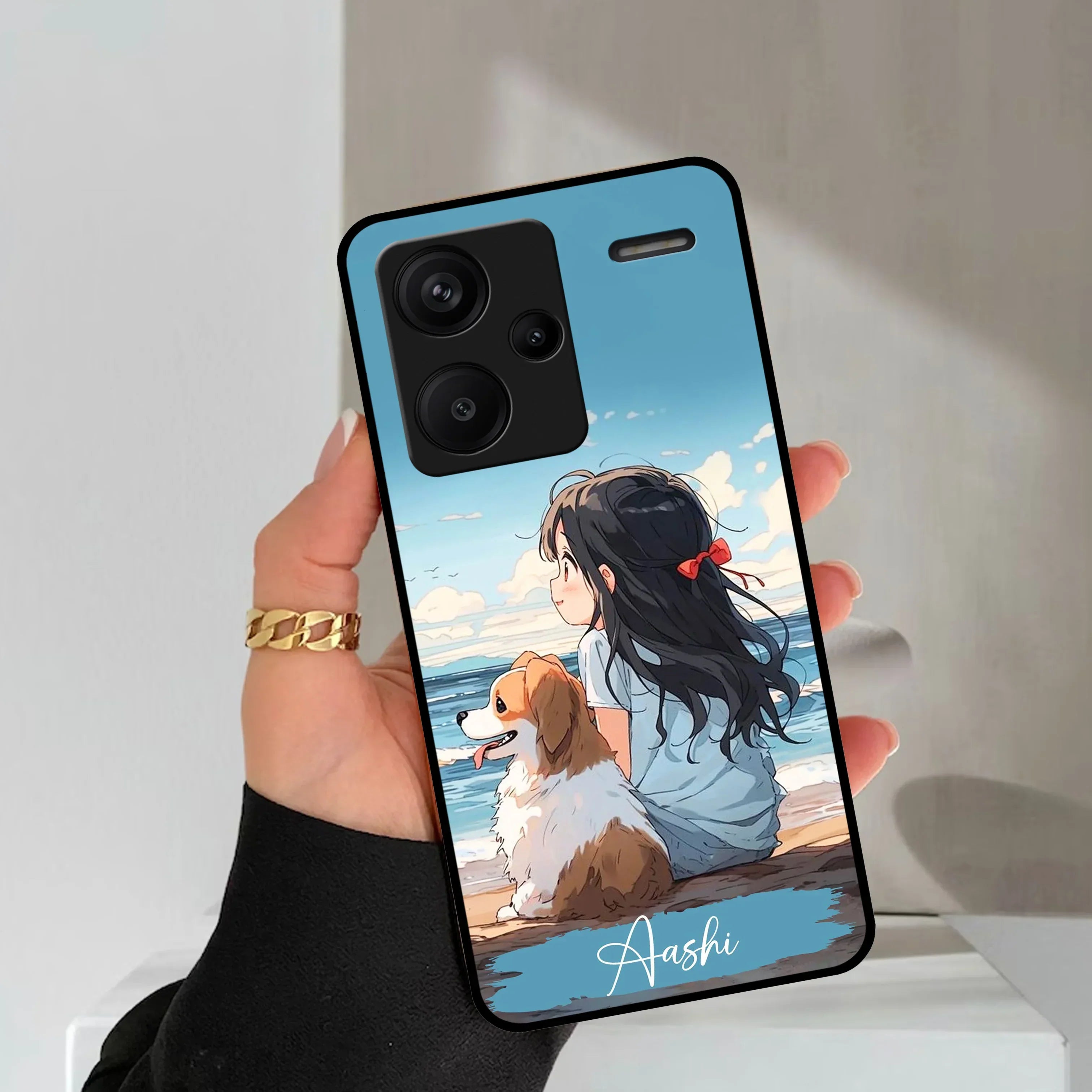 Girl With Dog Glossy Metal Case Cover For Redmi - ShopOnCliQ