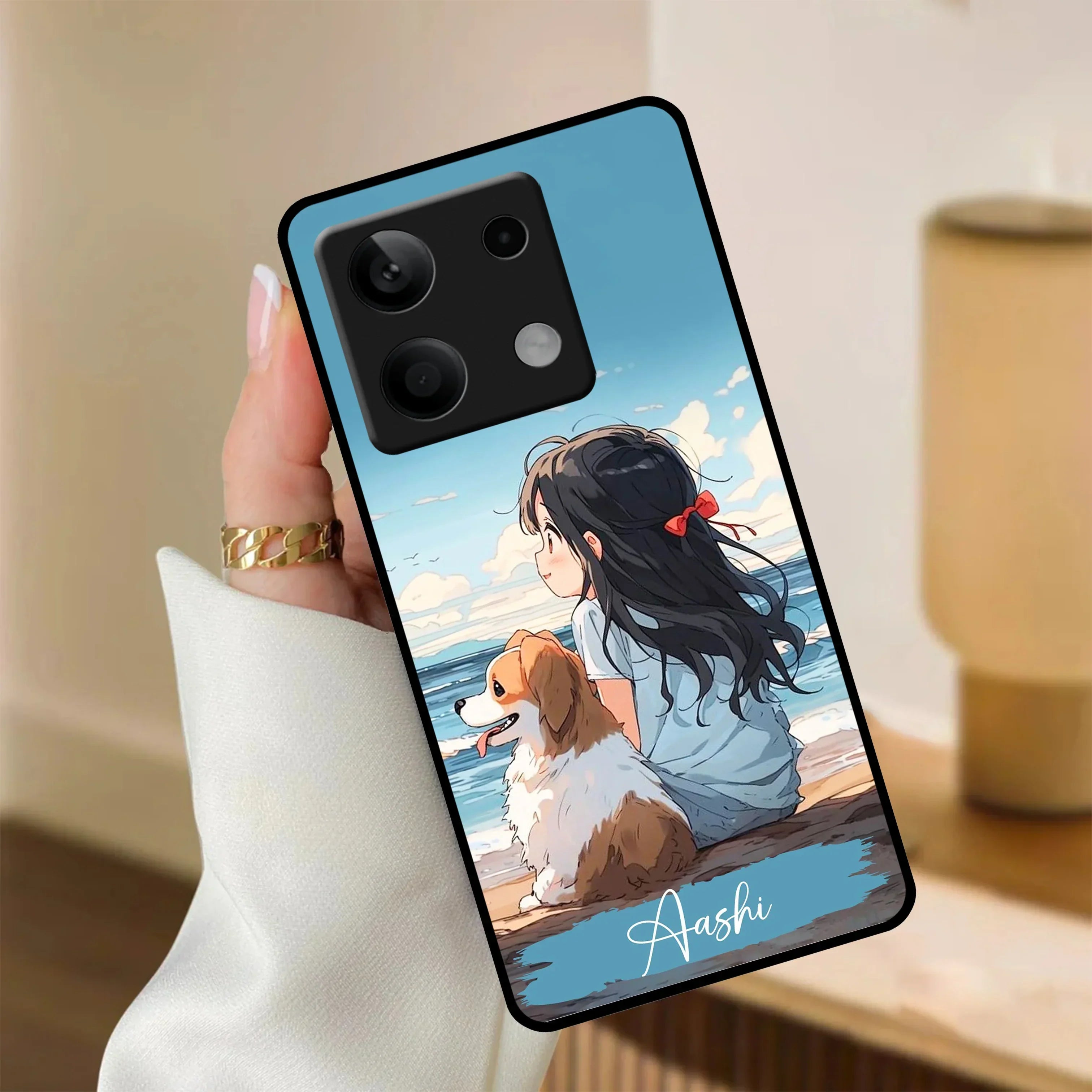 Girl With Dog Glossy Metal Case Cover For Redmi - ShopOnCliQ