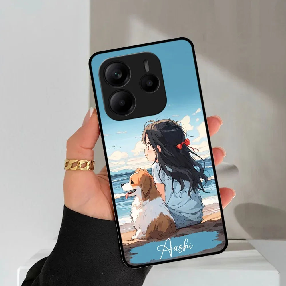 Girl With Dog Glossy Metal Case Cover For Redmi - ShopOnCliQ