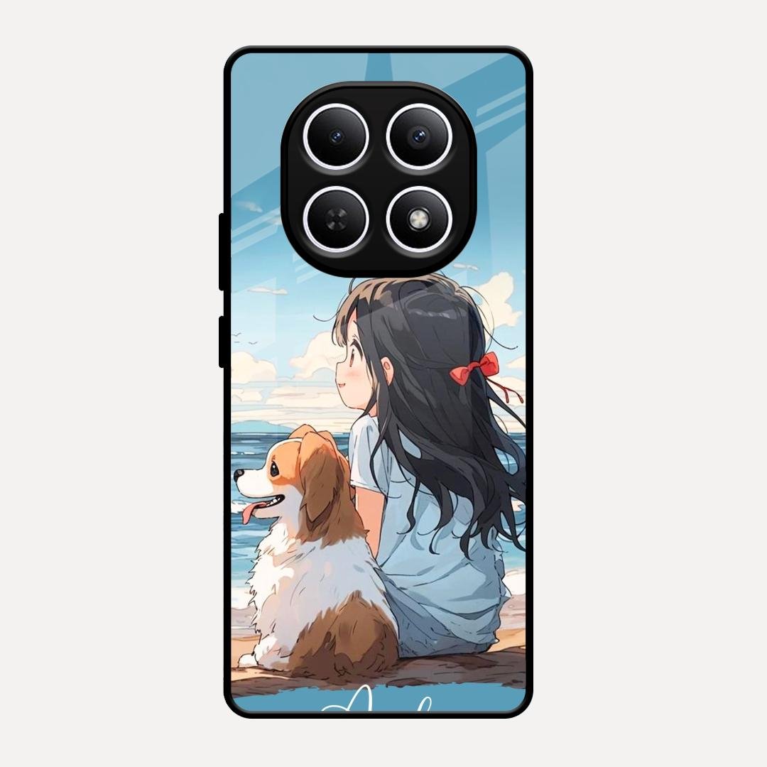 Girl With Dog Glossy Metal Case Cover For Redmi Note 15 5G
