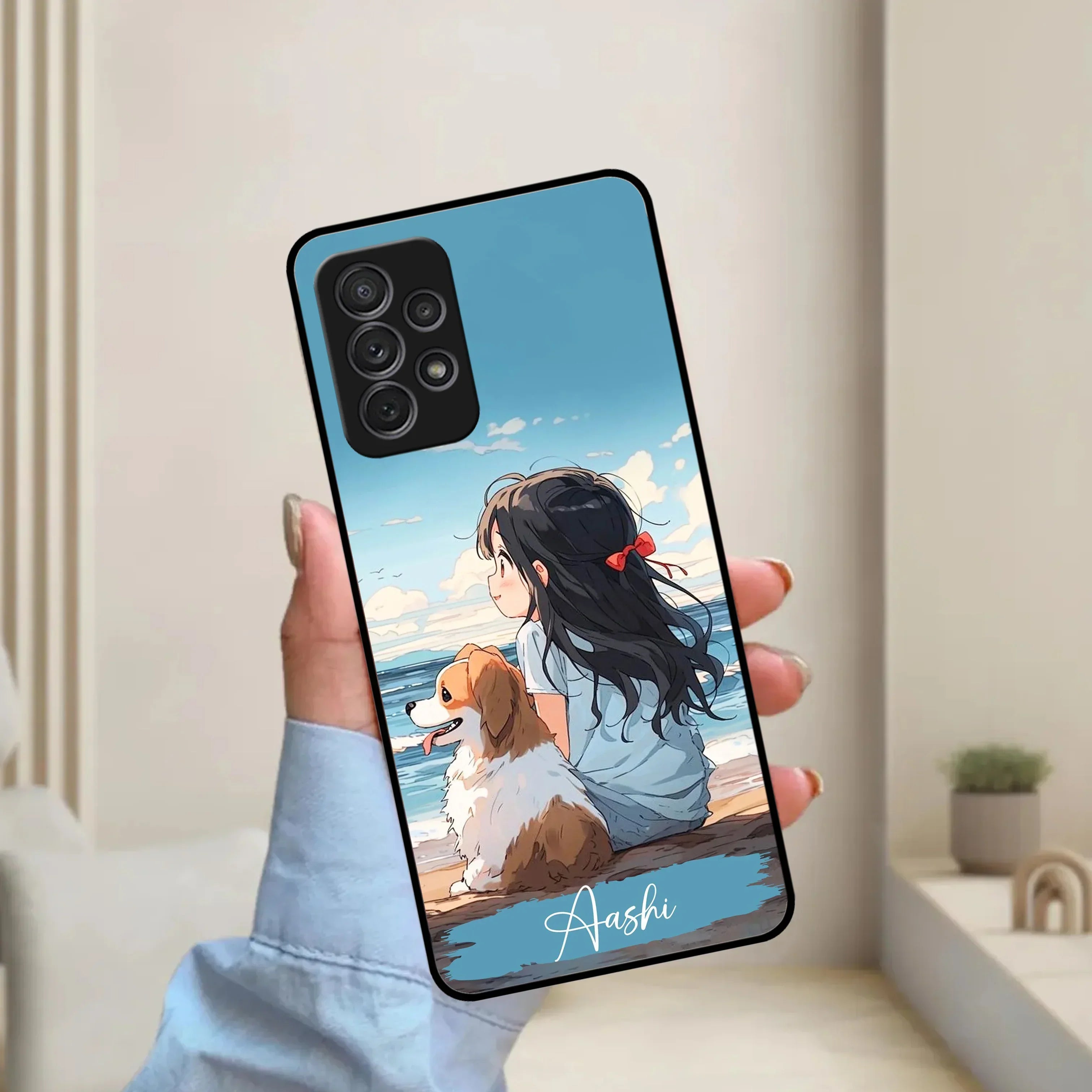 Girl With Dog Glossy Metal Case Cover For Samsung - ShopOnCliQ