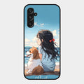 Girl With Dog Glossy Metal Case Cover For Samsung Galaxy F34 5G