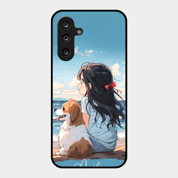 Girl With Dog Glossy Metal Case Cover For Samsung Galaxy F36 5G