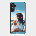Girl With Dog Glossy Metal Case Cover For Samsung Galaxy M55 5G