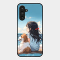 Girl With Dog Glossy Metal Case Cover For Samsung Galaxy M55S 5G