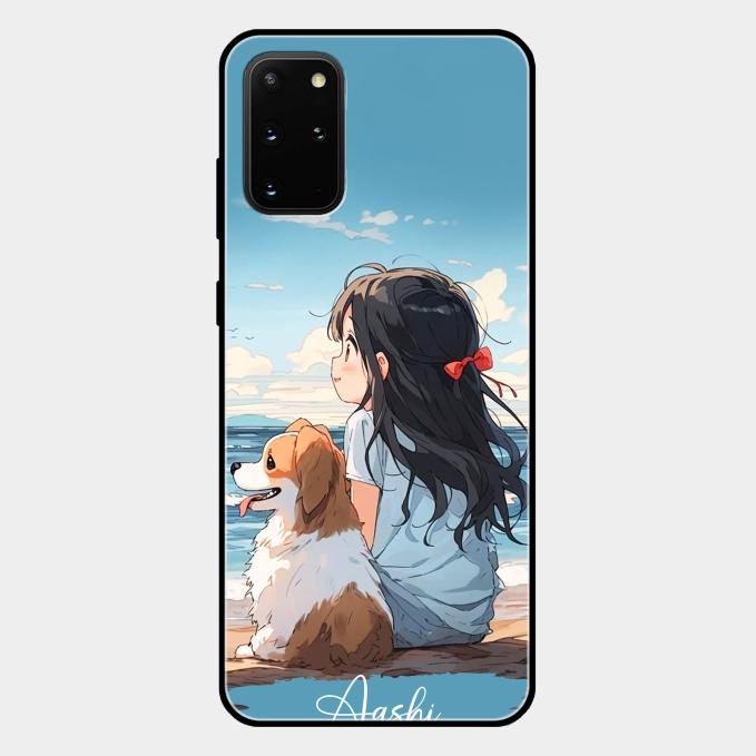 Girl With Dog Glossy Metal Case Cover For Samsung Galaxy S20 Plus
