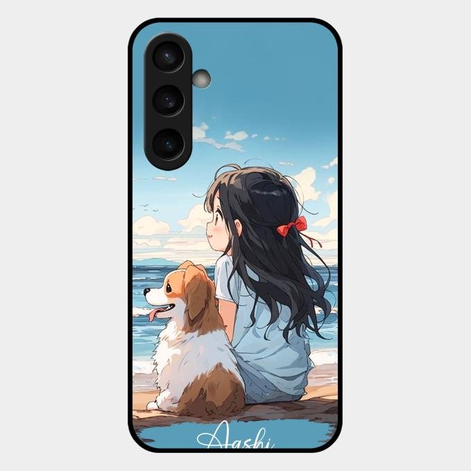 Girl With Dog Glossy Metal Case Cover For Samsung Galaxy S23 Fe 5G
