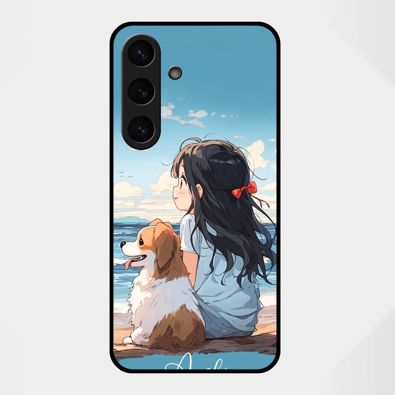 Girl With Dog Glossy Metal Case Cover For Samsung Galaxy S25 FE 5G