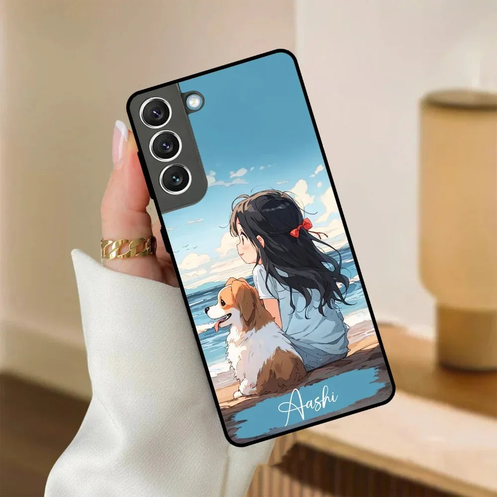 Girl With Dog Glossy Metal Case Cover For Samsung - ShopOnCliQ