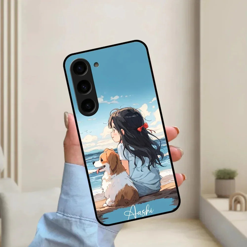 Girl With Dog Glossy Metal Case Cover For Samsung - ShopOnCliQ