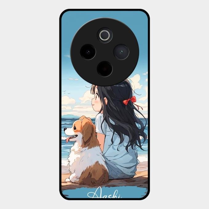 Girl With Dog Glossy Metal Case Cover For Vivo T4 5G