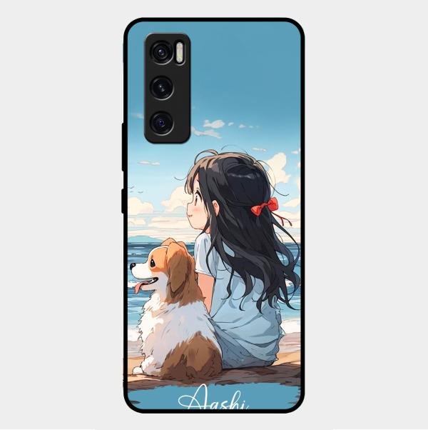 Girl With Dog Glossy Metal Case Cover For Vivo V20 Se