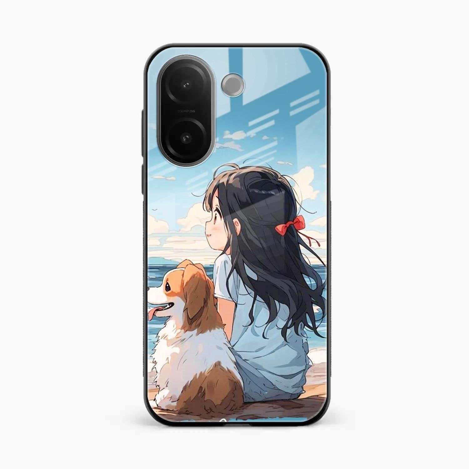Girl With Dog Glossy Metal Case Cover For Vivo V60e 5G