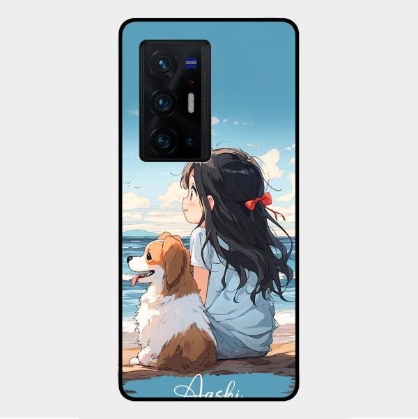 Girl With Dog Glossy Metal Case Cover For Vivo X70 Pro Plus 5G