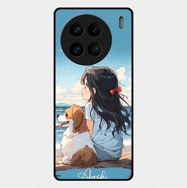 Girl With Dog Glossy Metal Case Cover For Vivo X90 Pro 5G