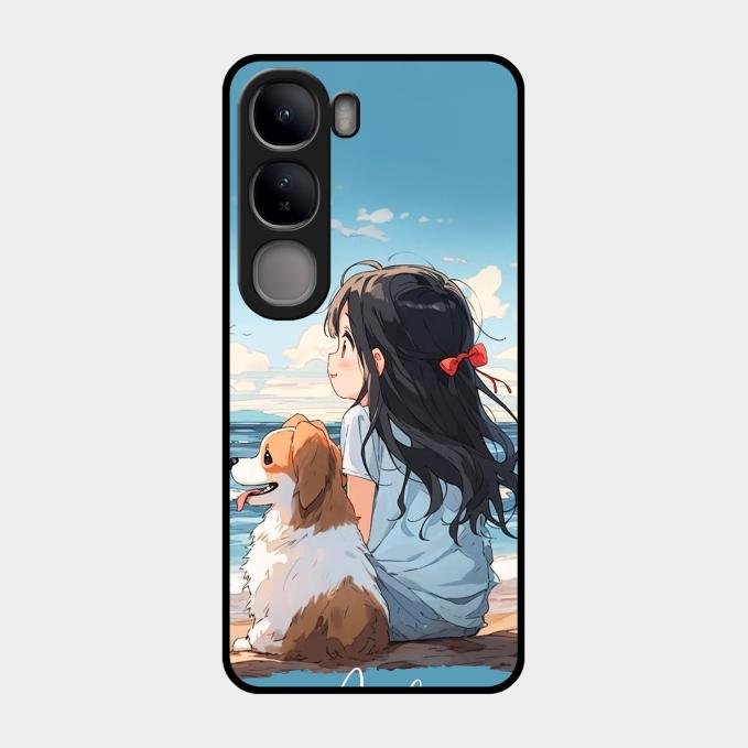 Girl With Dog Glossy Metal Case Cover For Vivo Y300 5G