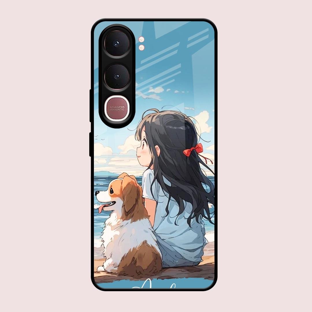 Girl With Dog Glossy Metal Case Cover For Vivo Y31 5G