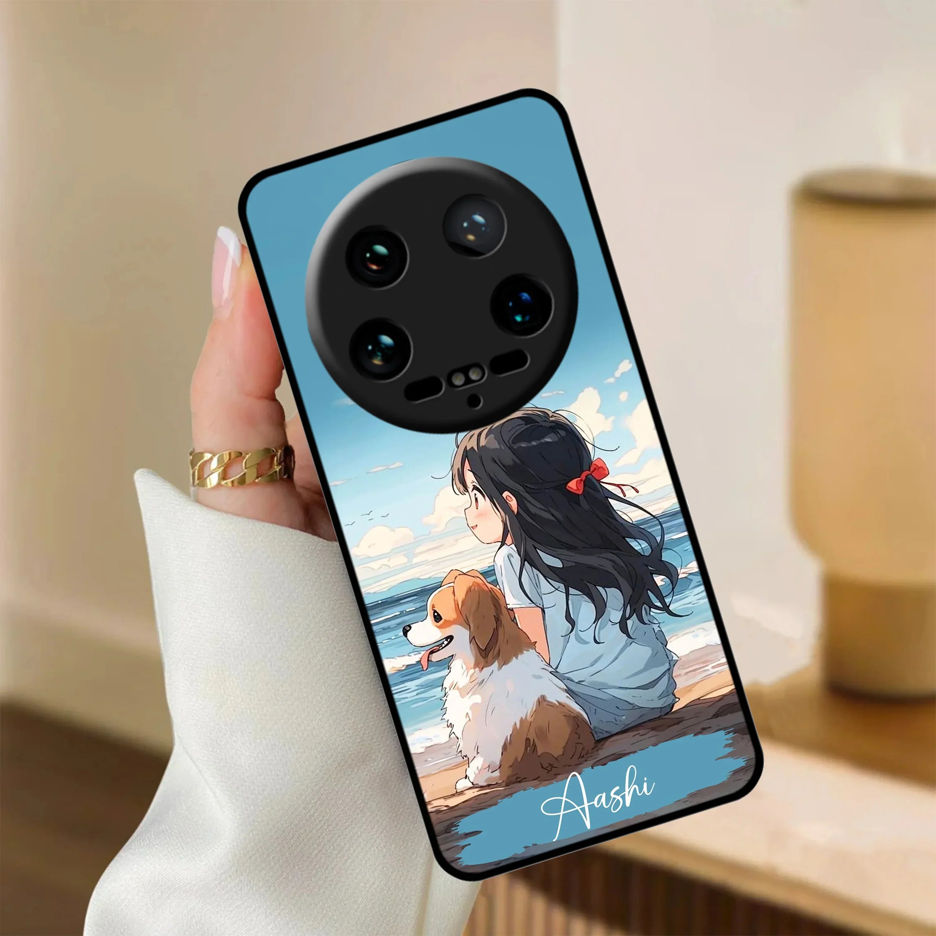 Girl With Dog Glossy Metal Case Cover For Redmi - ShopOnCliQ