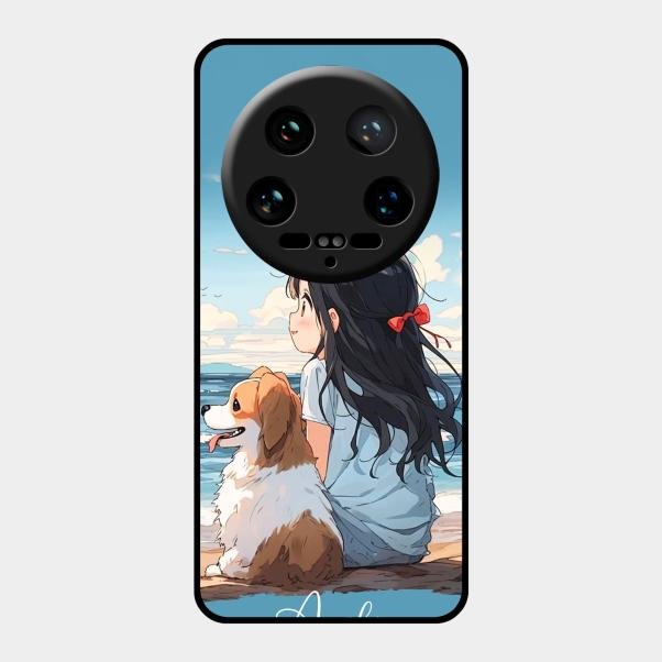 Girl With Dog Glossy Metal Case Cover For Xiaomi 14 Ultra