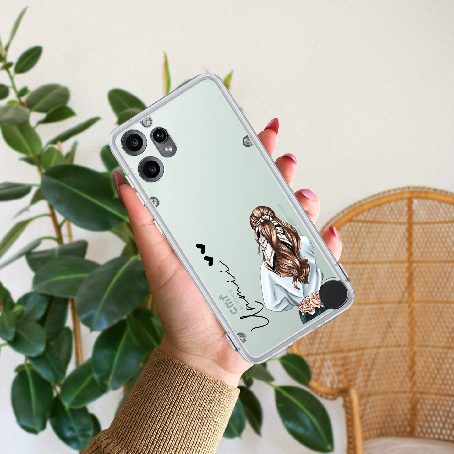 Girl With Flower Customize Transparent Silicon Case For Nothing