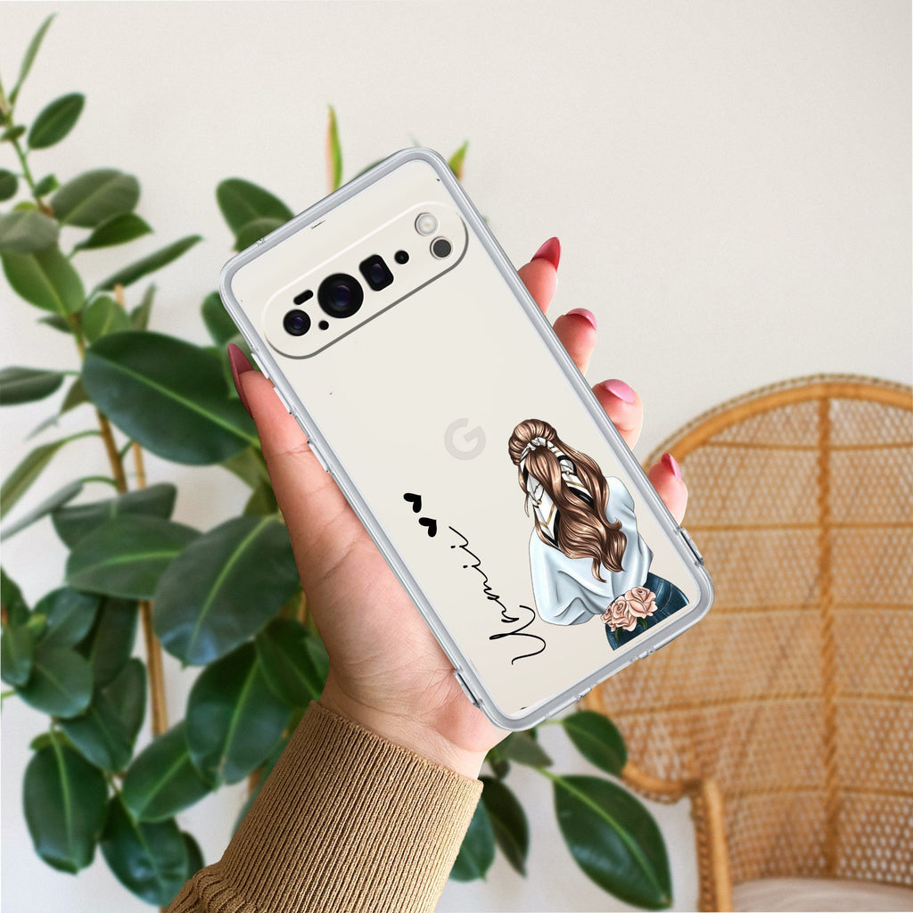 Girl With Flower Customize Anti Yellow Case For Google Pixel 10 Pro XL