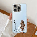 Girl With Flower Customize Anti Yellow Clear Case For iPhone 13 Pro Max