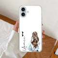 Girl With Flower Customize Anti Yellow Clear Case For iPhone 16 Plus