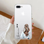 Girl With Flower Customize Anti Yellow Clear Case For iPhone 7 Plus / iPhone 8 Plus