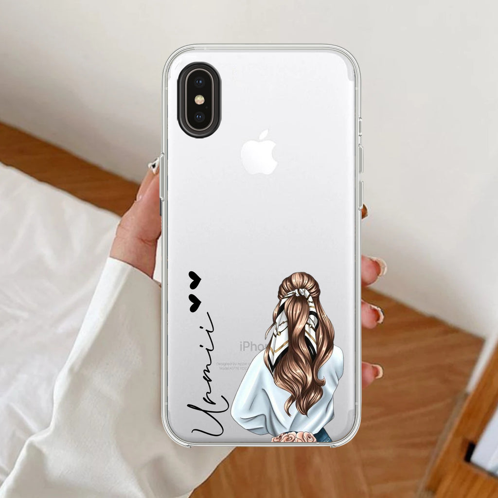 Girl With Flower Customize Anti Yellow Clear Case For iPhone XR