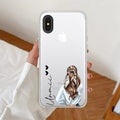 Girl With Flower Customize Anti Yellow Clear Case For iPhone XR