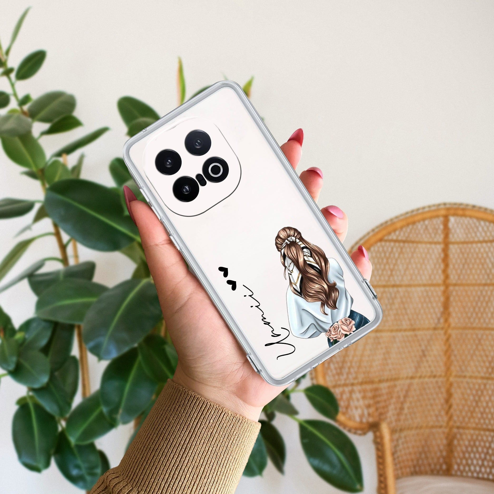 Girl With Flower Customize Transparent Silicon Case For iQOO 13 5G