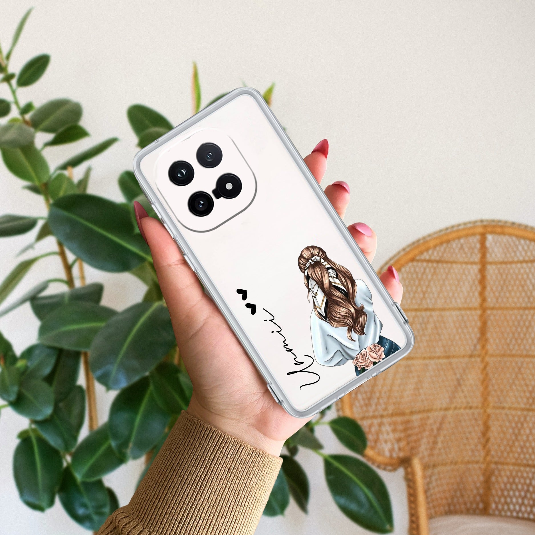 Girl With Flower Customize Transparent Silicon Case For iQOO - ShopOnCliQ