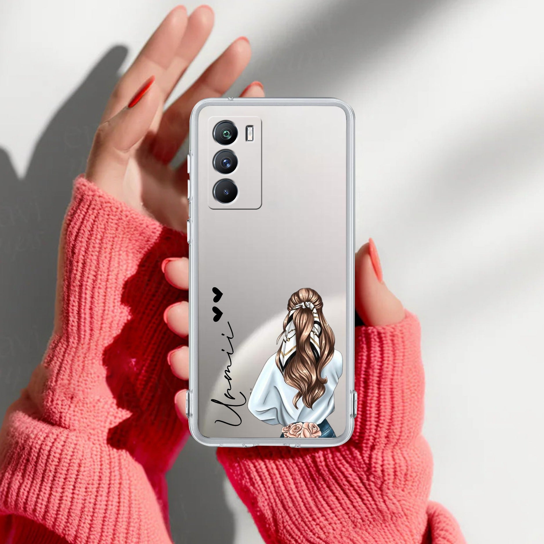 Girl With Flower Customize Transparent Silicon Case For iQOO