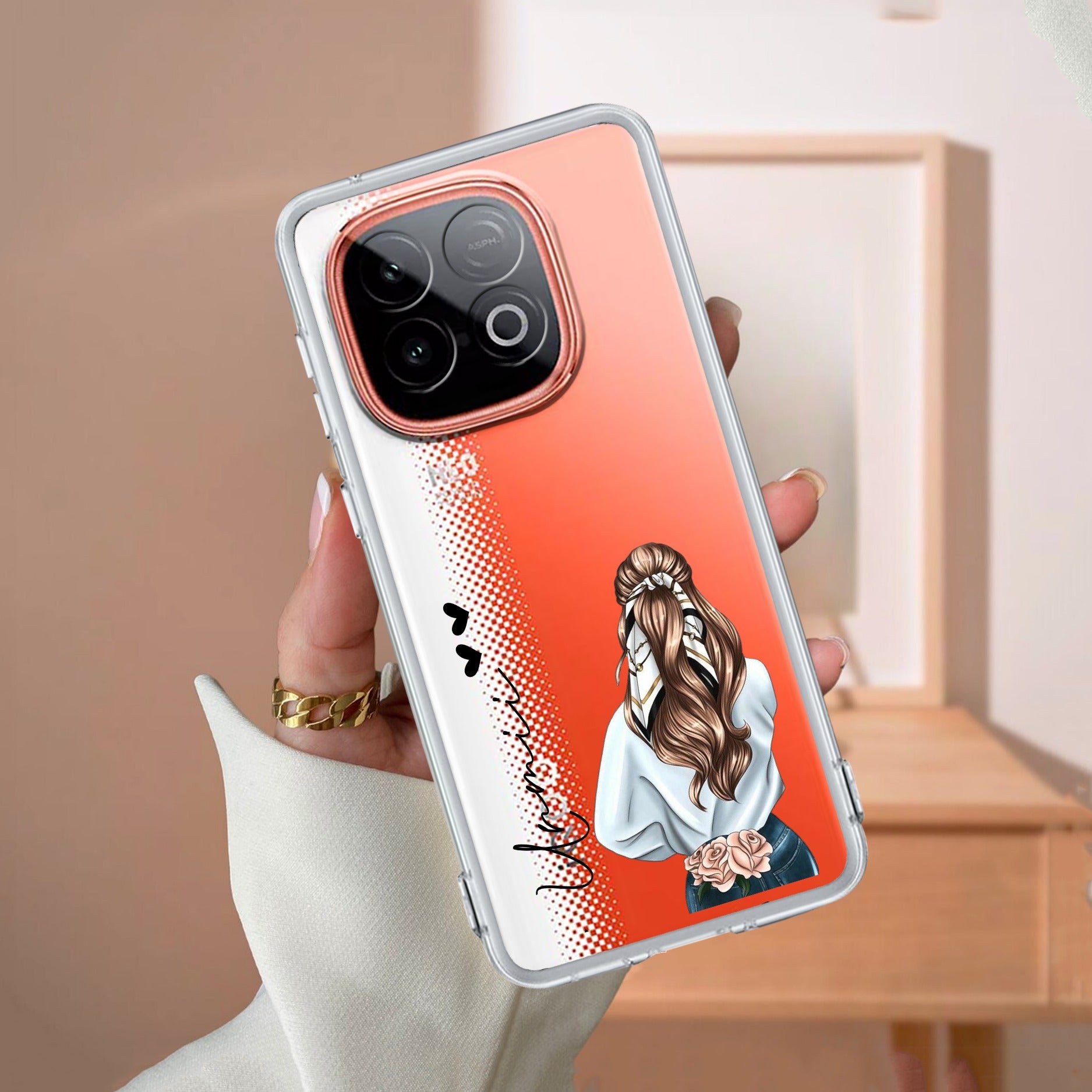 Girl With Flower Customize Transparent Silicon Case For iQOO Neo 10 5G