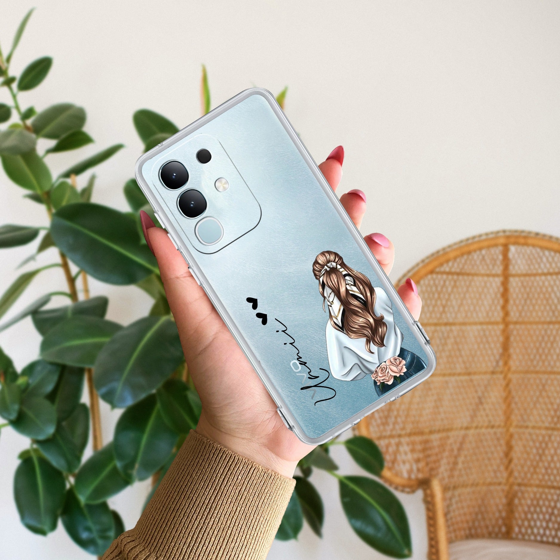 Girl With Flower Customize Transparent Silicon Case For iQOO Z10x 5G