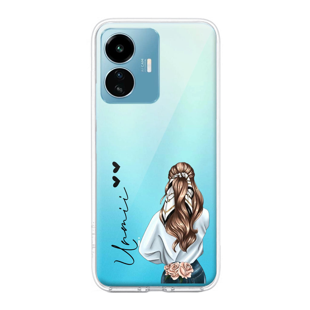 Girl With Flower Customize Transparent Silicon Case For iQOO Z10x 5G