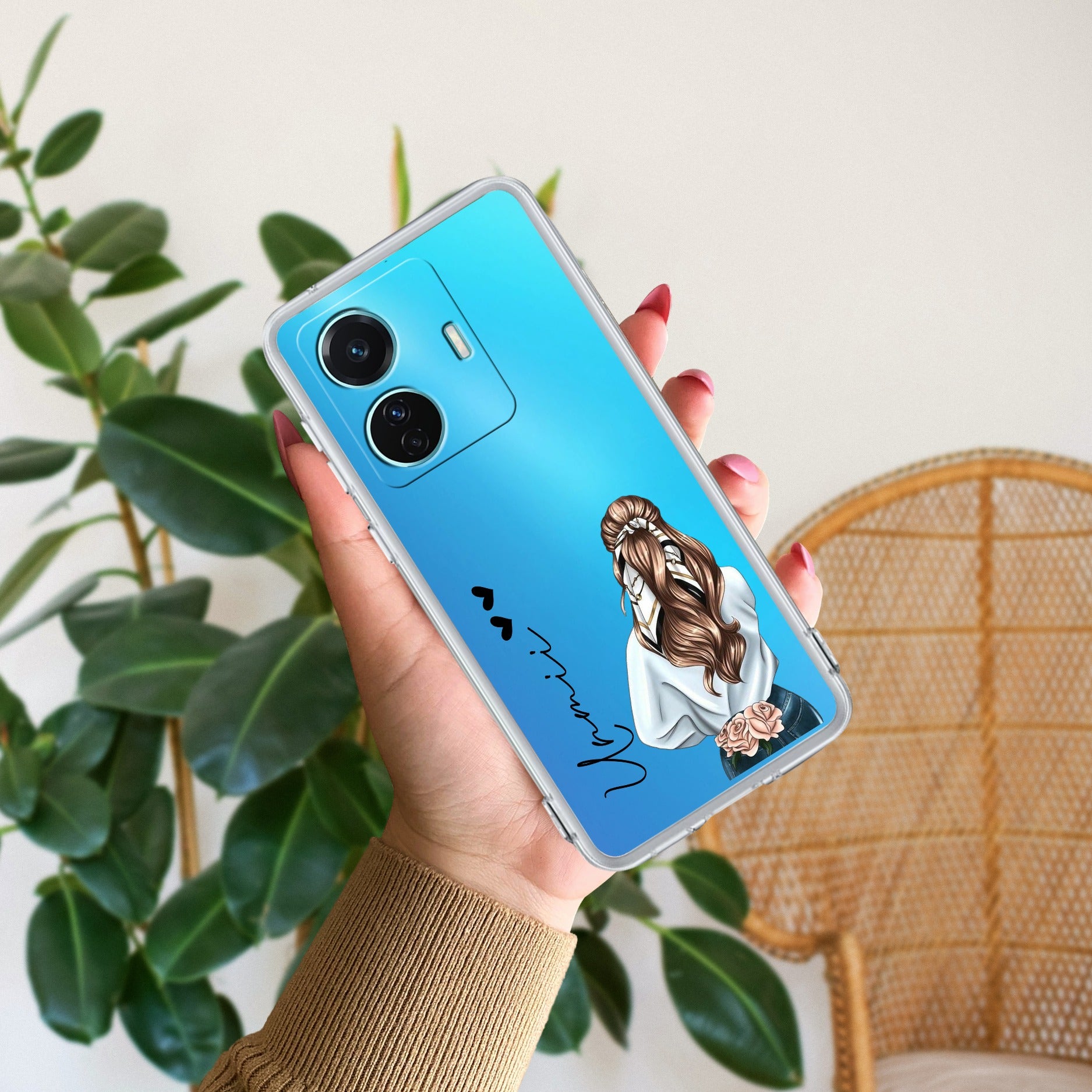 Girl With Flower Customize Transparent Silicon Case For Vivo