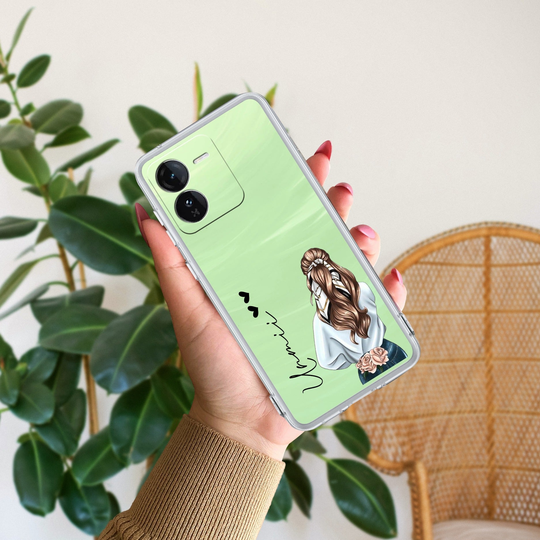 Girl With Flower Customize Transparent Silicon Case For iQOO
