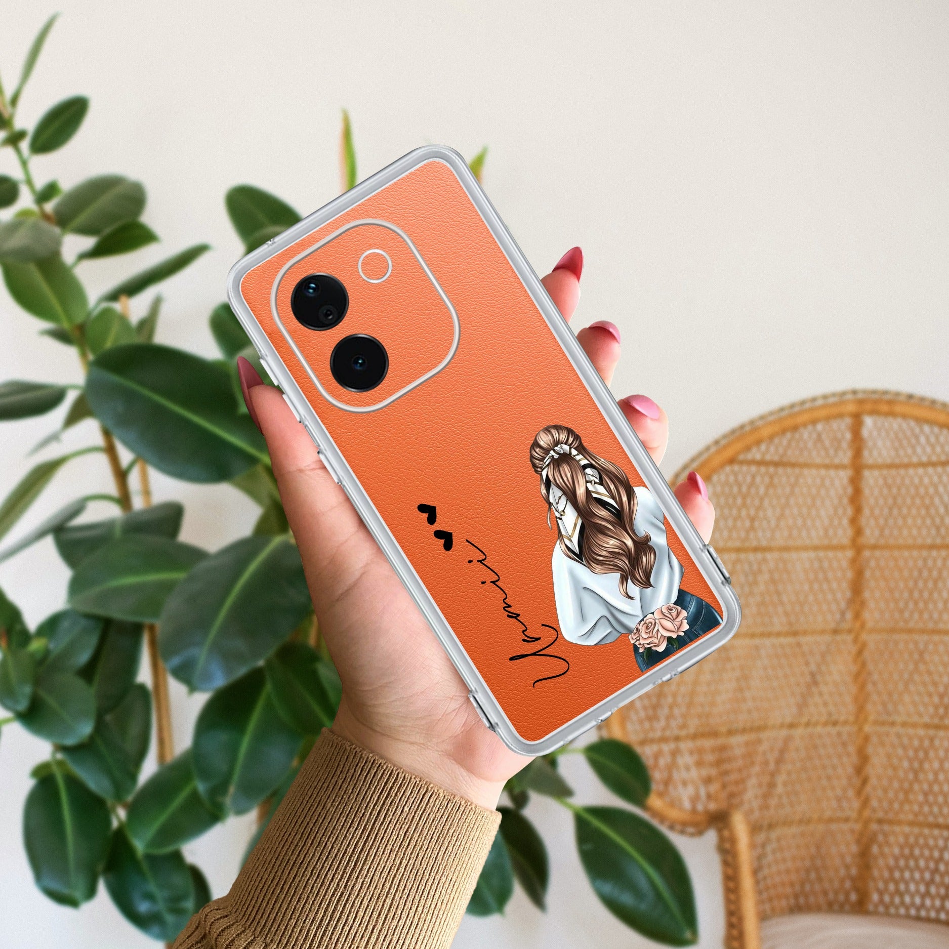 Girl With Flower Customize Transparent Silicon Case For Vivo