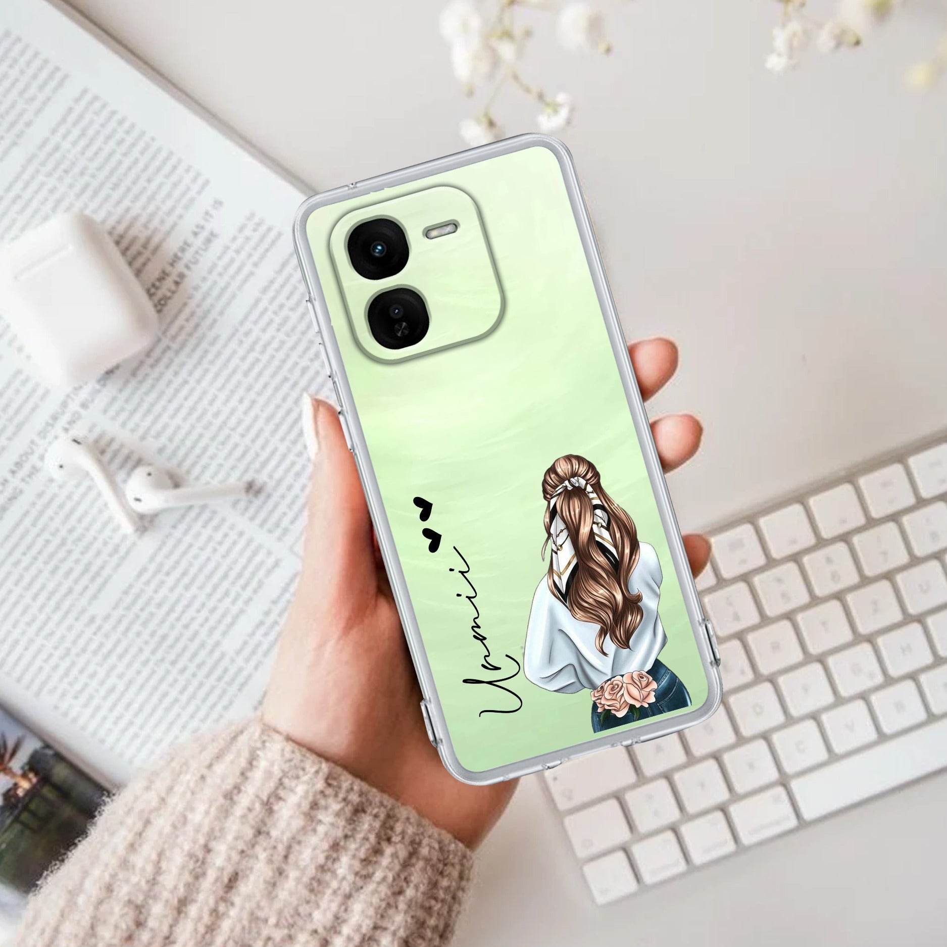 Girl With Flower Customize Transparent Silicon Case For iQOO 15 5G