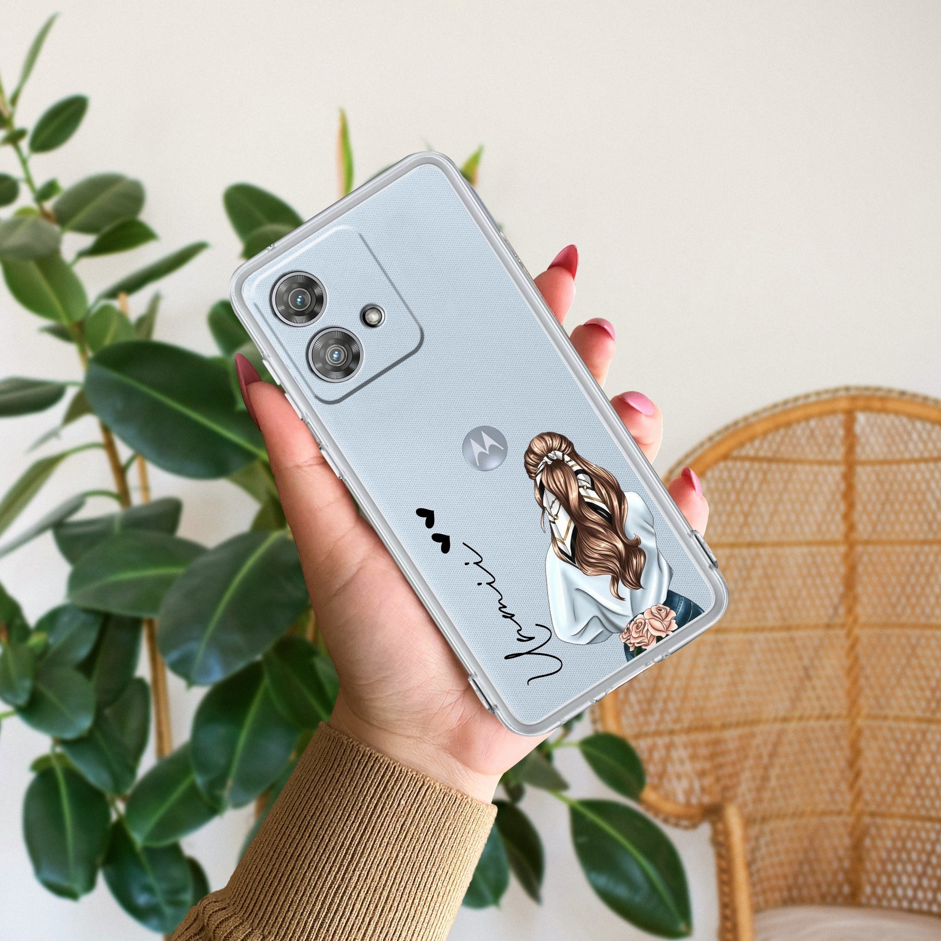 Girl With Flower Customize Anti Yellow Case For Motorola Edge 40 Neo 5G