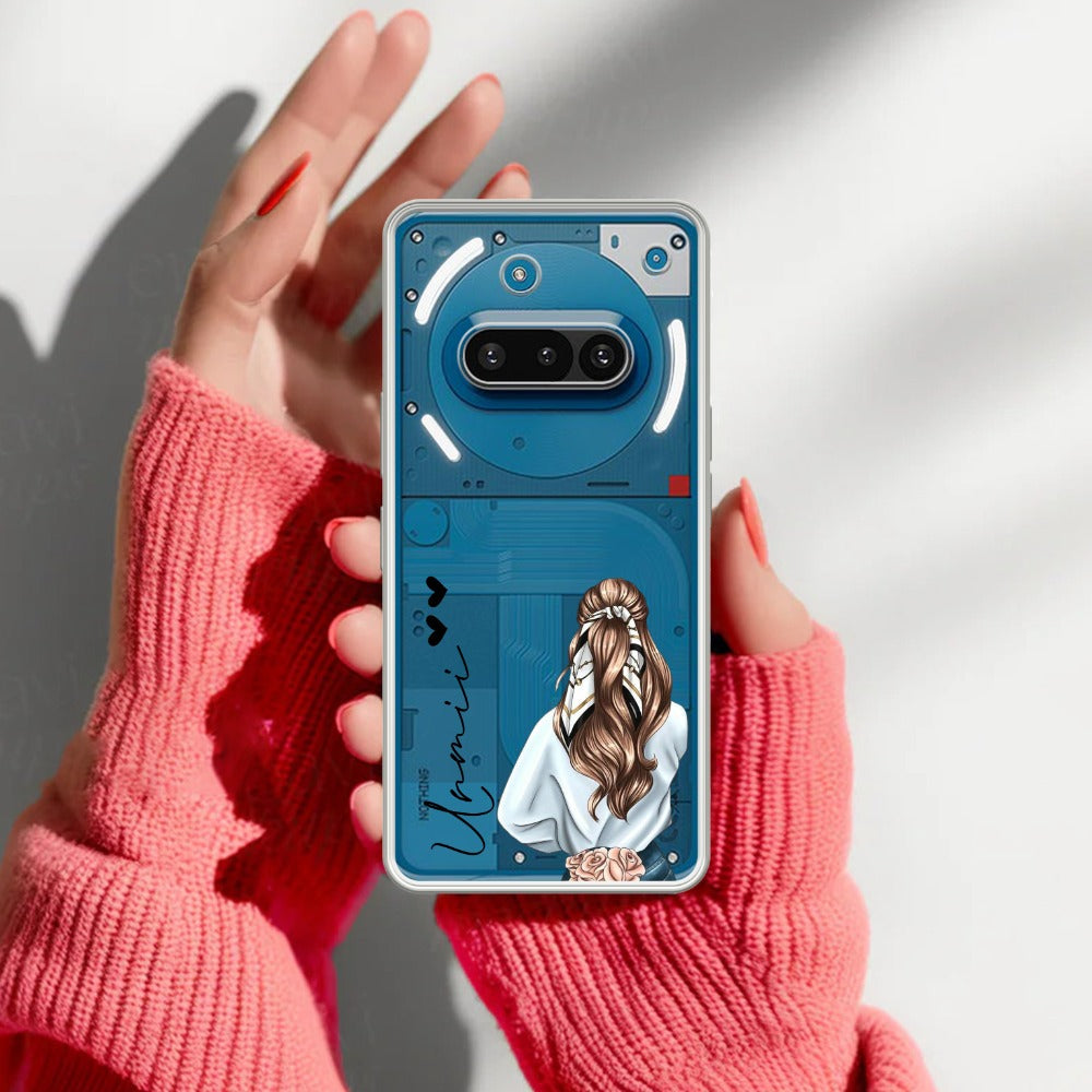 Girl With Flower Customize Transparent Silicon Case For Nothing